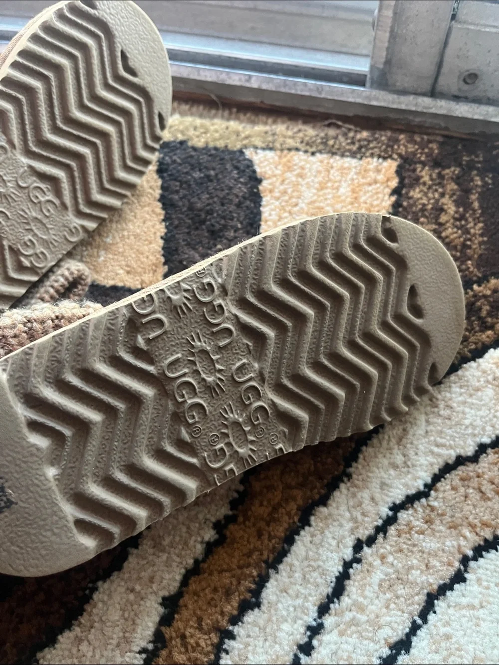 UGG Knit Fold-Over Slipper Boots in Tan